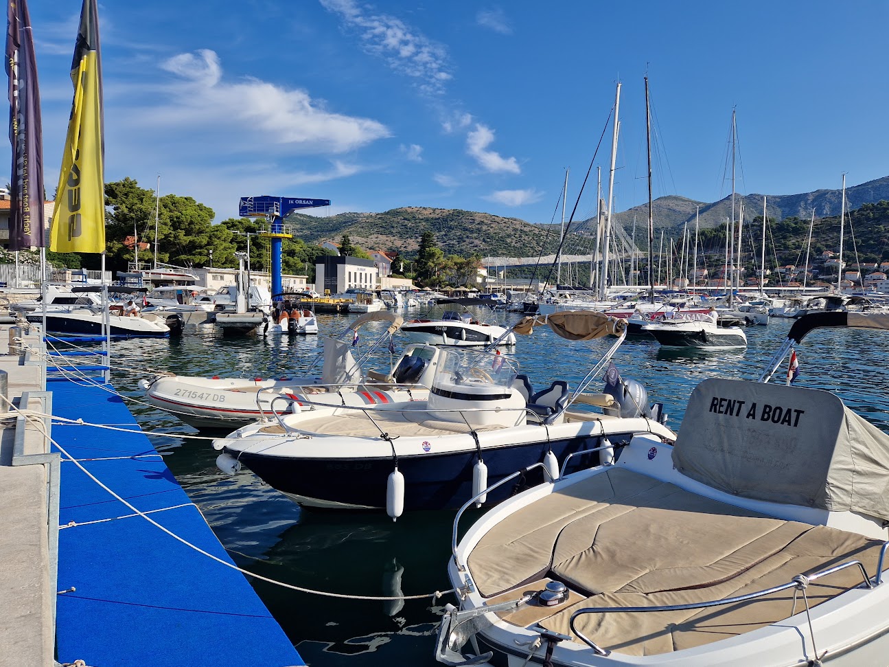 Rent a boat in Dubrovnik marina with private speedboats and yacht rentals ready for Adriatic tours